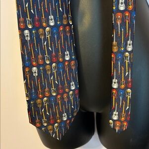 Addiction Vintage Navy Guitar Stripe Necktie Tie